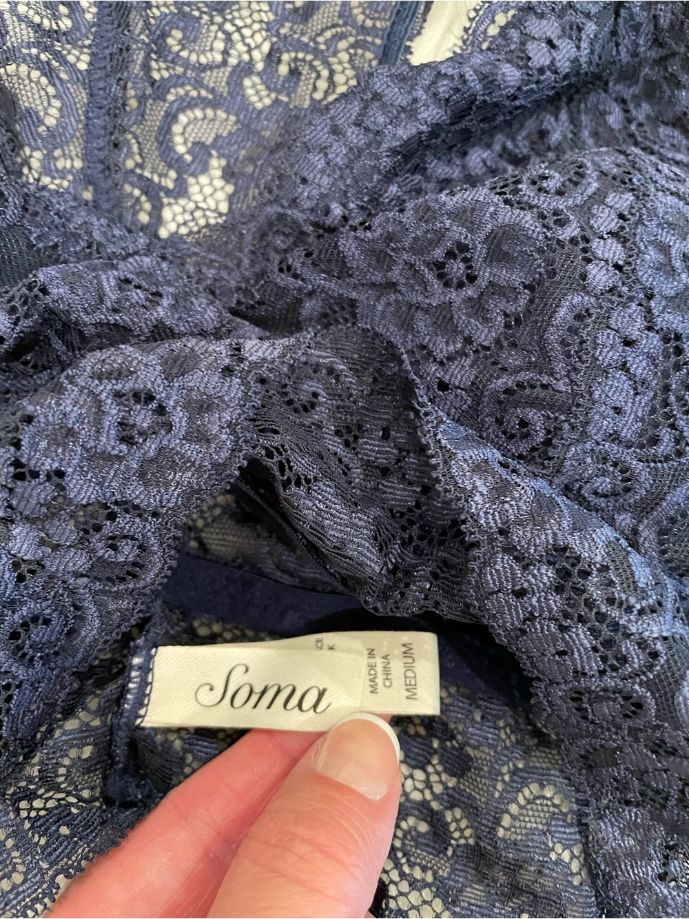 Soma Navy Lace Bralette & Matching Panties - Picture 3 of 15